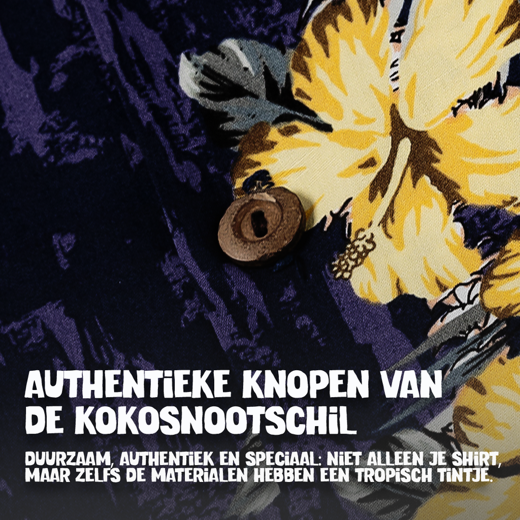 Haleiwa Paars, close-up van de authentieke kokosnootschil knopen | Original Aloha