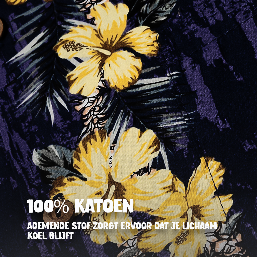 Haleiwa Paars, stofdetail 100% katoen | ademende kwaliteitsstof | Original Aloha