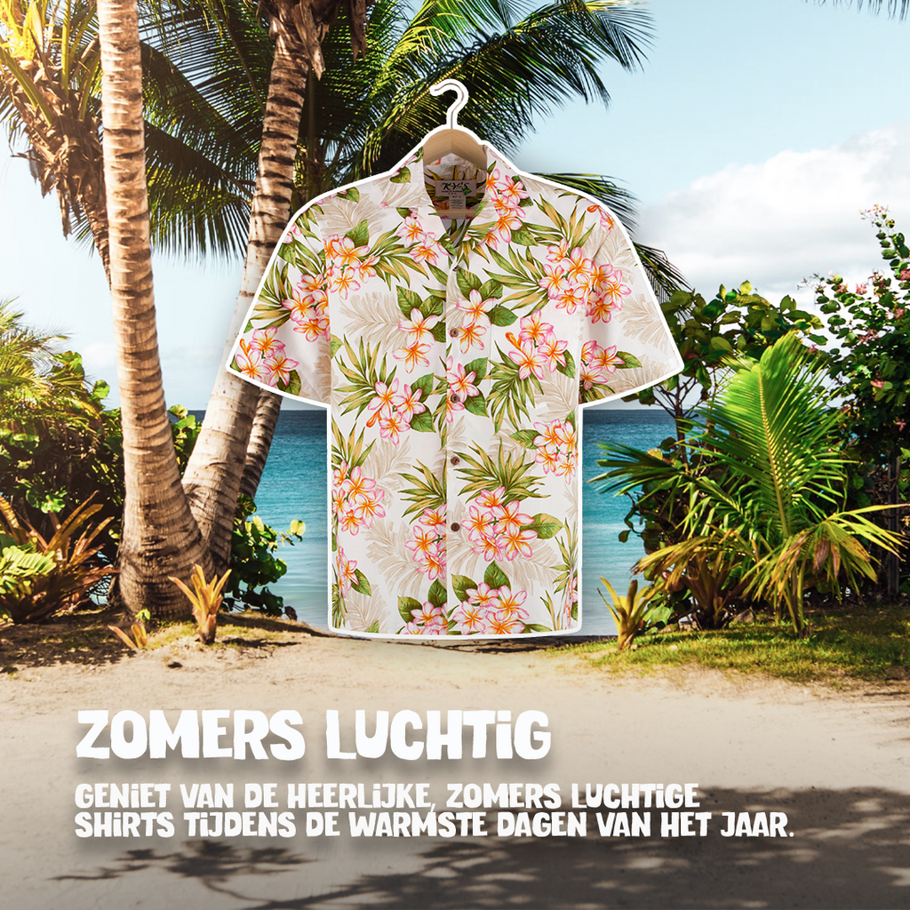 Tropisch Wit, Hawaii shirt hangend bij het strand | zomers luchtig shirt | Original Aloha