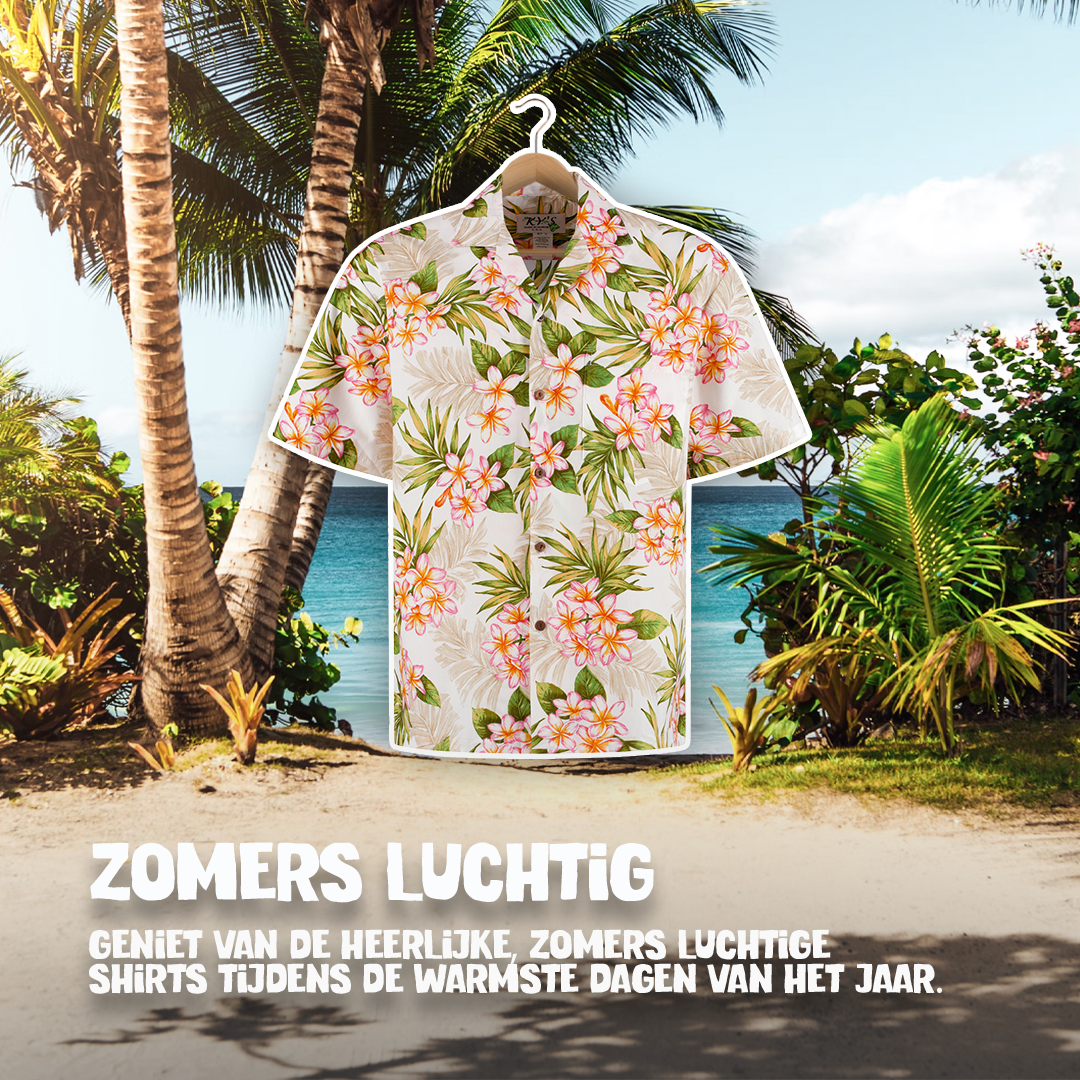 Tropisch Wit, Hawaii shirt hangend bij het strand | zomers luchtig shirt | Original Aloha