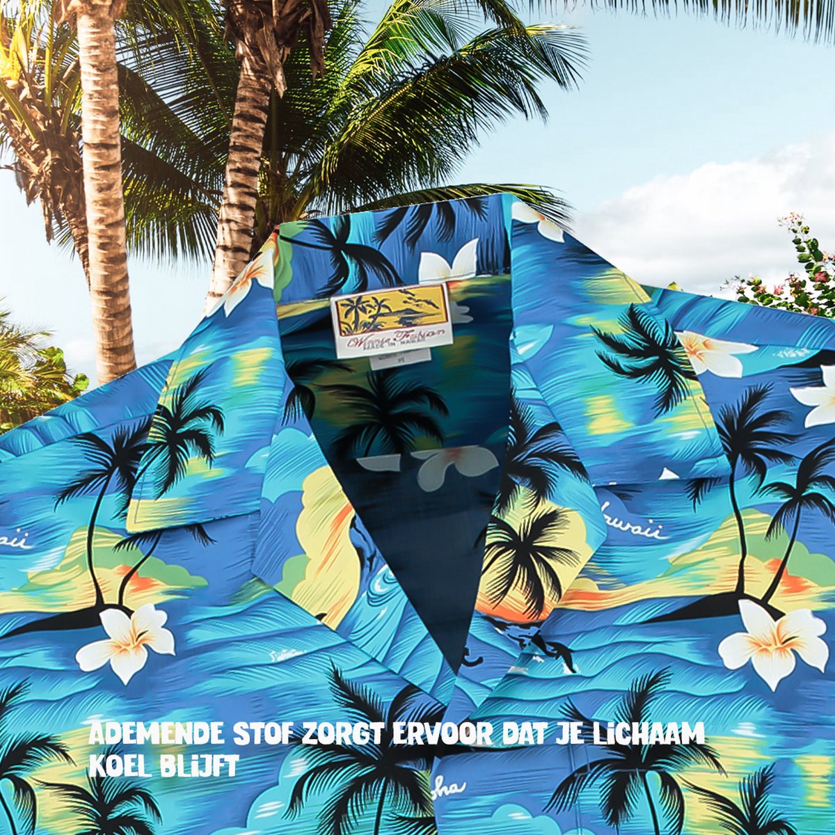 Tropisch Hawaii Blauw – Hawaii shirt voor heren, foto 4