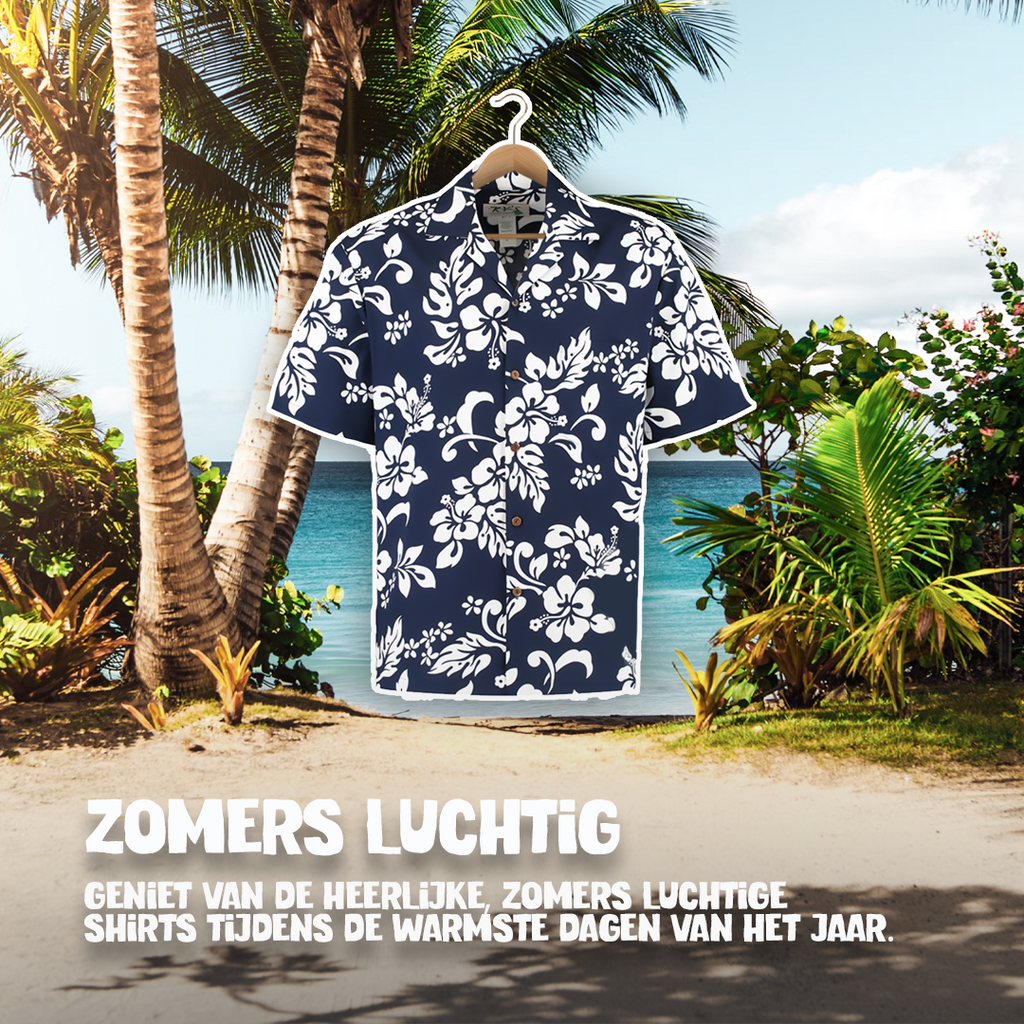 Hawaii Bloemen Blauw – Hawaii shirt voor heren, foto 7