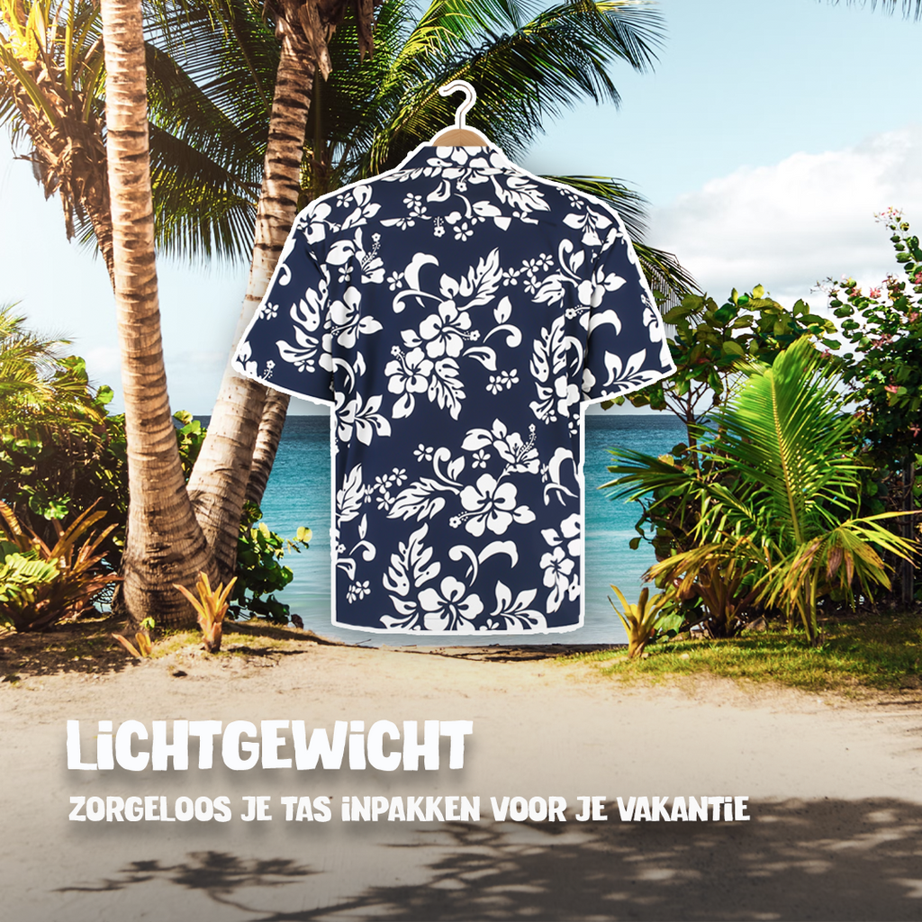 Hawaii Bloemen Blauw – Hawaii shirt voor heren, foto 8