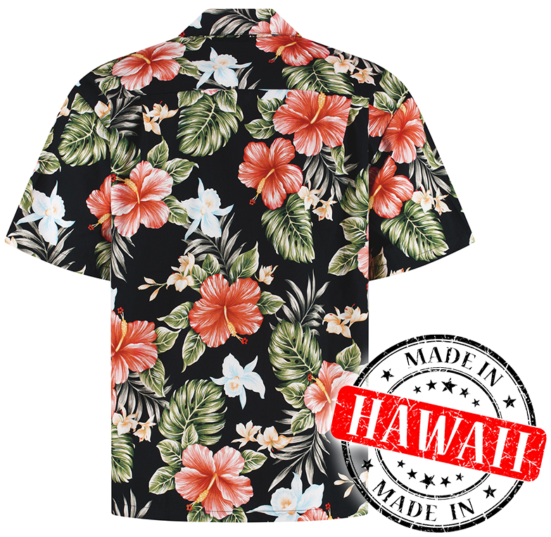 Hibiscus Zwart – Hawaii shirt voor heren, foto 2
